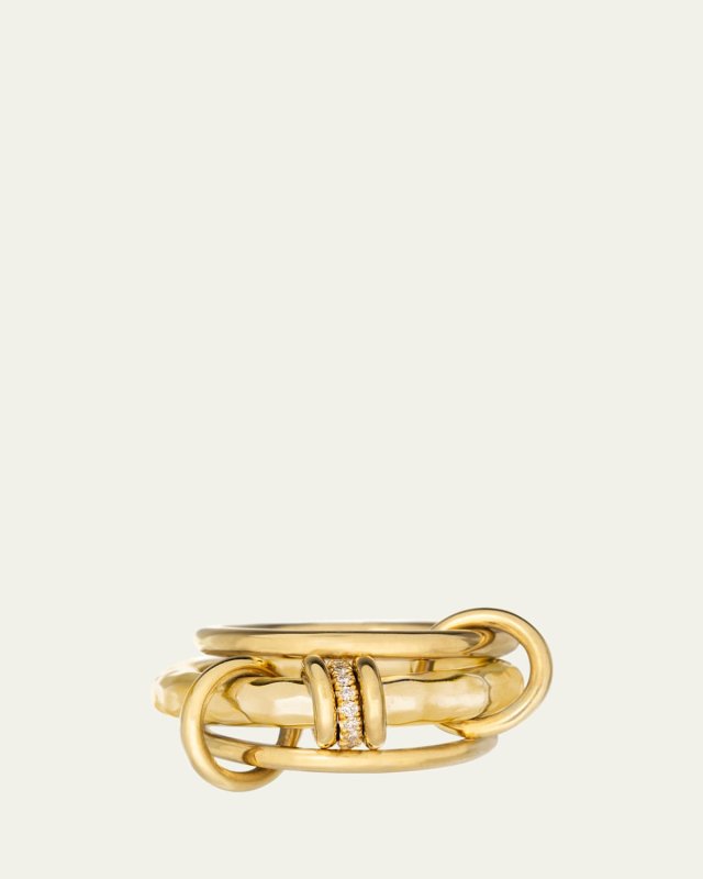 Gemini 18K Yellow Gold Vulcan Ring with Diamond Annulet